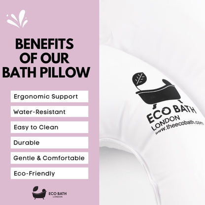Eco Bath London Bath Pillow - Waterproof Bathtub Pillow for Head & Neck