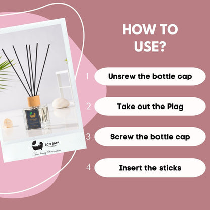 Eco Bath London Cotton Fresh Reed Diffuser 100ml (3.38 Fl.Oz) - Luxurious Calming Reed Diffuser for Home Fragrance