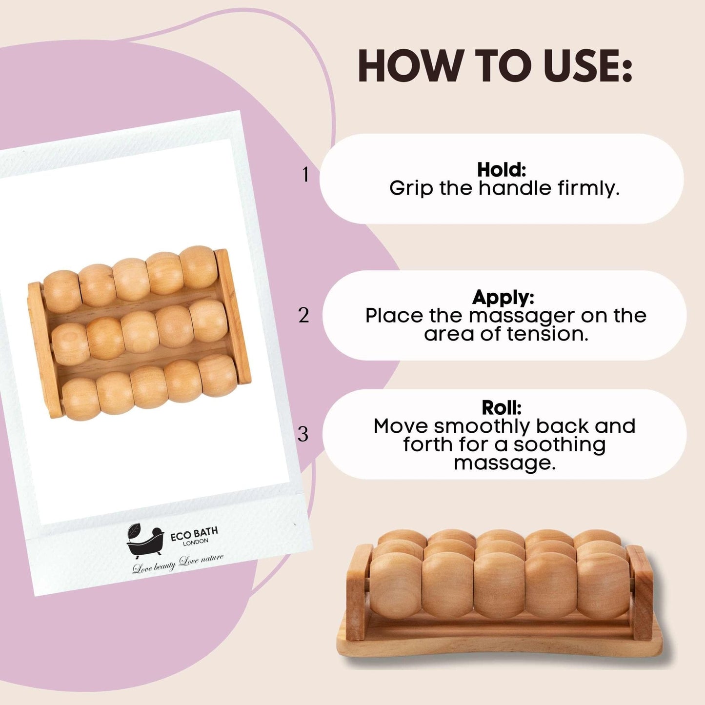 Eco Bath London Foot Roller - Wooden Foot Roller Massager for Pain Relief and Improved Circulation