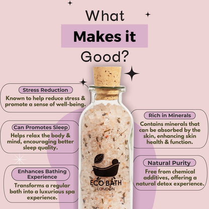 Eco Bath London Lavender Himalayan Bath Salt 300g - Pink Himalayan Bath Salt Infused with Lavender