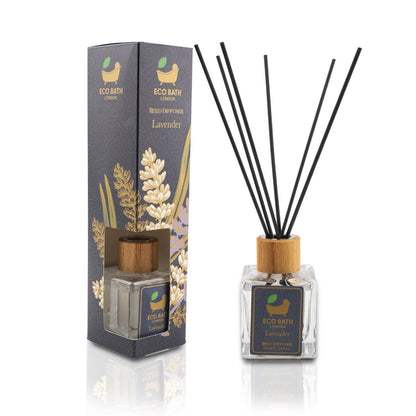Eco Bath London French Lavender Reed Diffuser - Luxurious Home Fragrance with Natural Essential French Lavender Oil, 100ml (3.38 Fl.Oz)