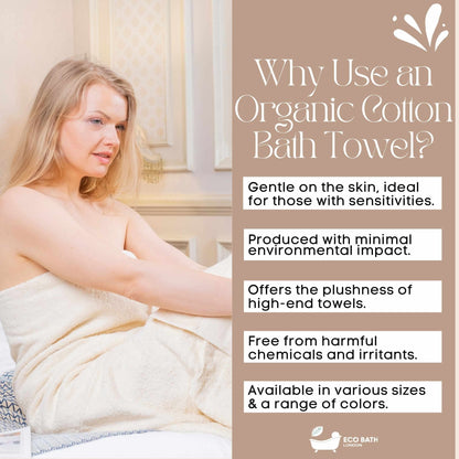 Eco Bath London Organic Cotton Bath Towel - Available in Multiple Sizes