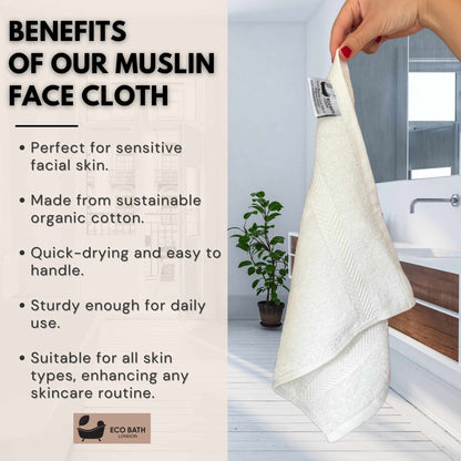 Eco Bath London Organic Cotton Face Flannels 30x30cm