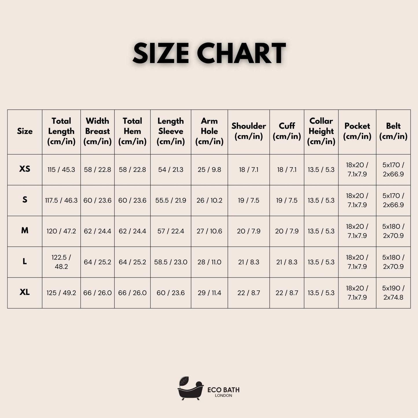 Eco Bath London Organic Cotton Shawl Collar Bath Robe - 100% Certified Organic Cotton