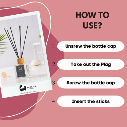 Eco Bath London Peony Reed Diffuser - Beautiful Bouquet of Peonies Fragrance, Intensive, Fresh & Long Lasting Room Diffuser, 100ml (3.38 Fl.Oz)