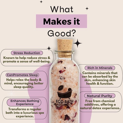 Eco Bath London Rose Himalayan Bath Salt 300g - Luxurious Rose Bath Salt Infused with Rose Petals