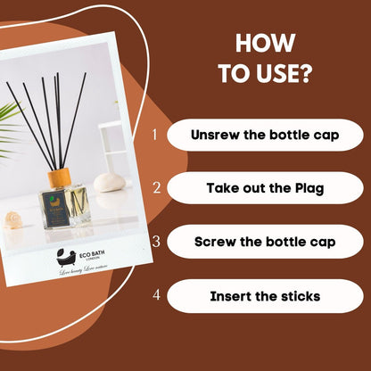 Eco Bath London Vanilla Cinnamon Reed Diffuser - Luxurious Herbal Scent of Cinnamon and Vanilla, Long Lasting Room Diffuser, 100ml (3.38 Fl.Oz)