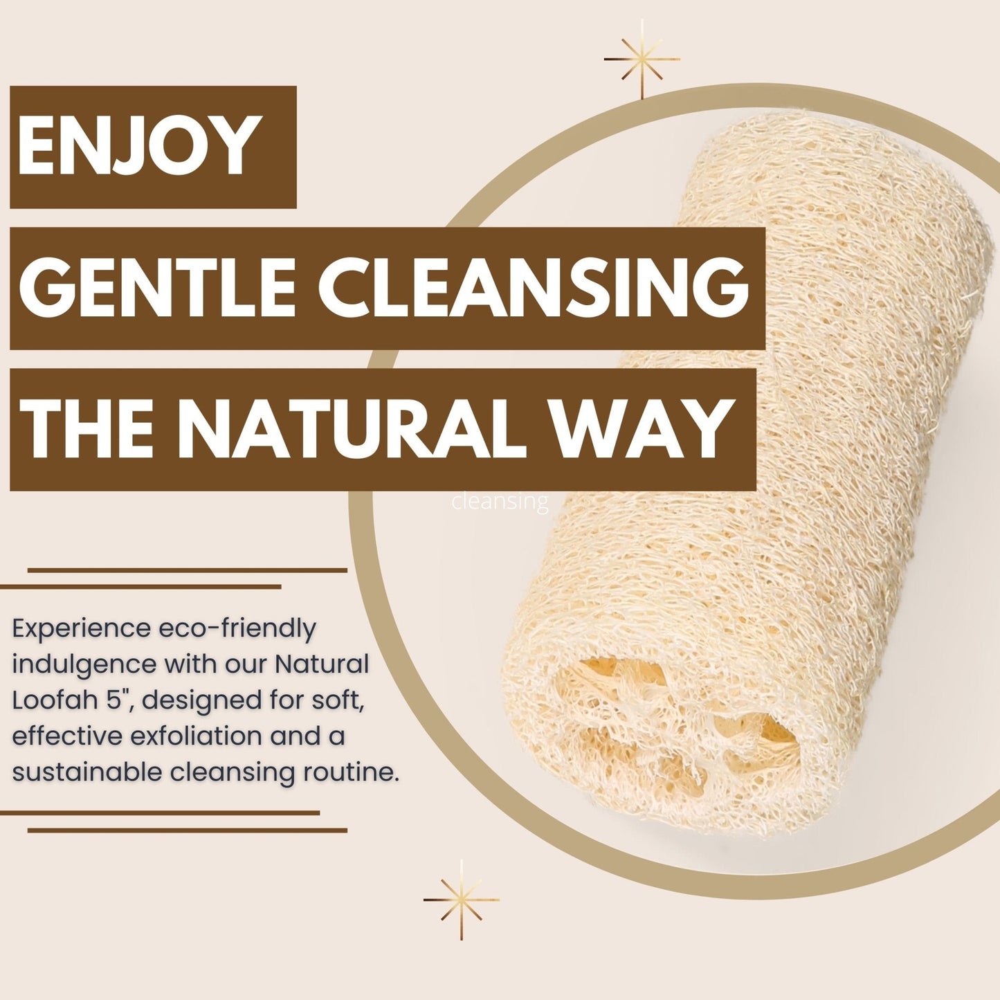 Eco Bath London Natural Loofah 5 inch with String - Premium Exfoliating Bath Sponge