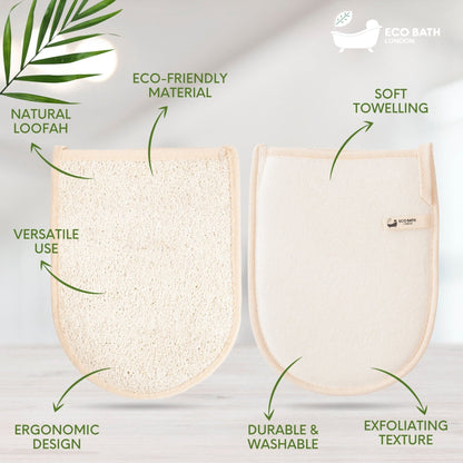 Eco Bath London Natural Loofah Bath Mitt - Premium Exfoliating Bath Glove for Smooth and Radiant Skin