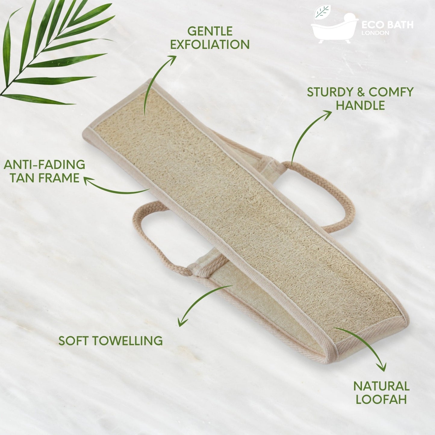 Eco Bath London Natural Loofah Strap - Premium Back Scrubber for Deep Exfoliation