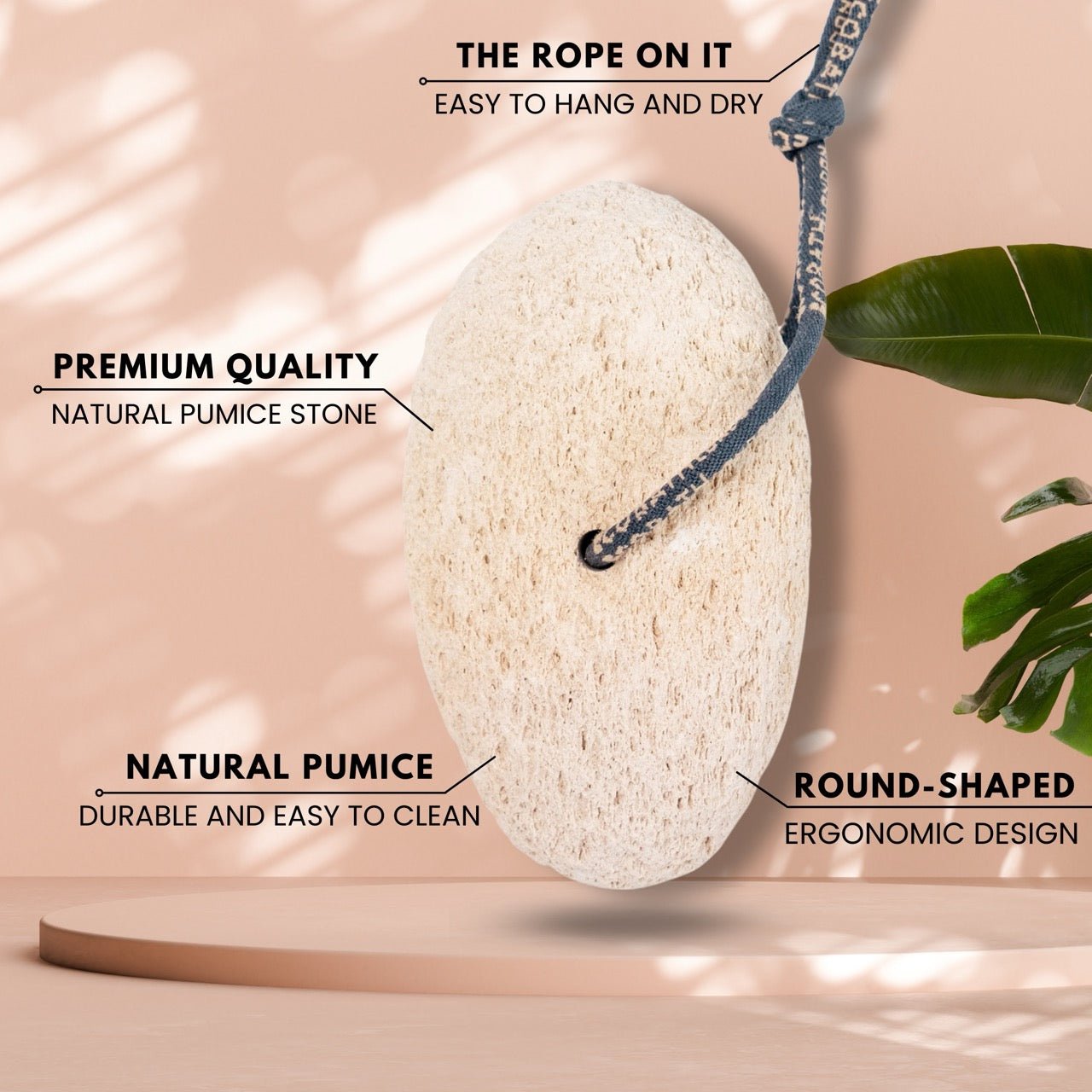 Eco Bath Natural Pumice Volcanic Stone (Smooth with Rope)