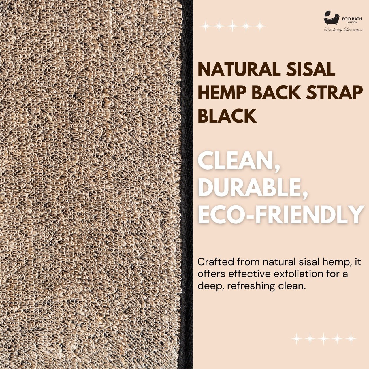 Eco Bath Natural Sisal Hemp Back Strap Black