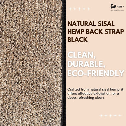 Eco Bath Natural Sisal Hemp Back Strap Black