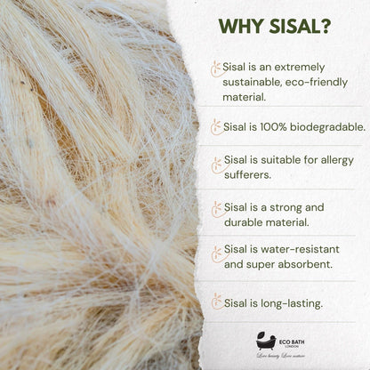 Eco Bath Natural Sisal Hemp Back Strap Black