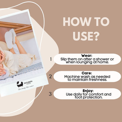 Eco Bath London Natural Towelling Slippers - GOTS Certificated Luxury 100% Organic Cotton Indoor Slippers for Bath and Home