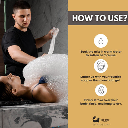 Eco Bath London Turkish Bath Mitt Fine Texture - Skin Exfoliating Glove