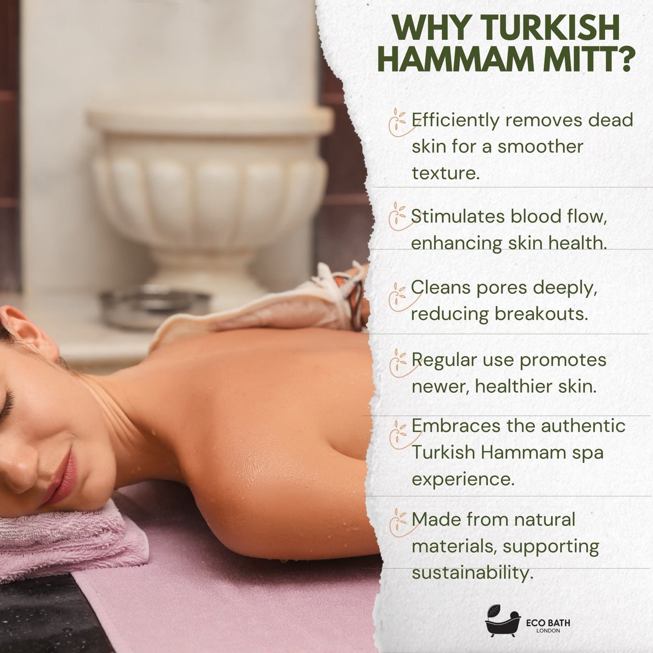 Eco Bath London Turkish Bath Mitt Fine Texture - Skin Exfoliating Glove