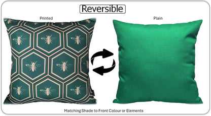 Emerald Bees Weather-Resistant Waterproof Outdoor Cushions for Patio Garden Sofa or Indoor Seating by OLIVIA ROCCO