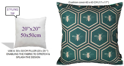 Emerald Bees Weather-Resistant Waterproof Outdoor Cushions for Patio Garden Sofa or Indoor Seating by OLIVIA ROCCO