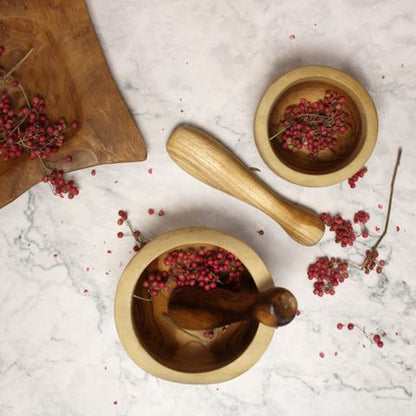 Ergo Teak Mortar & Pestle - Small