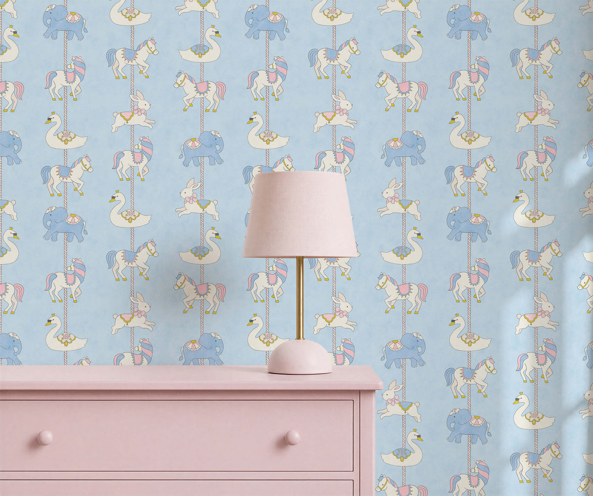 Bobbi Beck Fanfare Carousel Animal Wallpaper