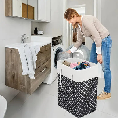 75L Large Foldable Laundry Basket with Extended Handle – Grey Fabric Laundry Hamper