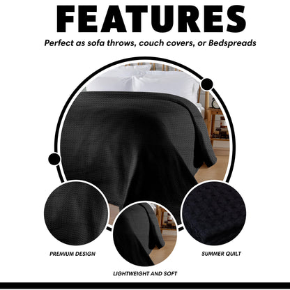 Florian Checked Throw Blanket Black Bedspread for Sofas Armchairs Sofa Settee Couch Beds & Couches by OLIVIA ROCCO