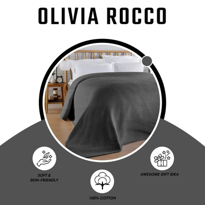 Florian Checked Throw Blanket Grey Bedspread for Sofas Armchairs Sofa Settee Couch Beds & Couches by OLIVIA ROCCO