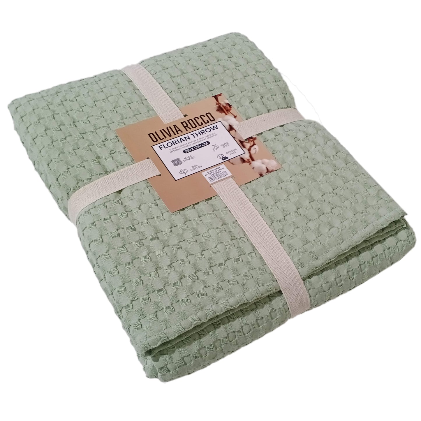 Florian Checked Throw Blanket Sage Green Bedspread for Sofas Armchairs Sofa Settee Couch Beds & Couches by OLIVIA ROCCO