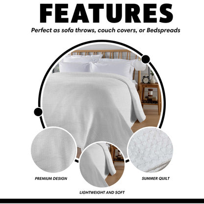 Florian Checked Throw Blanket White Bedspread for Sofas Armchairs Sofa Settee Couch Beds & Couches by OLIVIA ROCCO