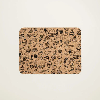 Food Design Cork Placemats | Rectangular | Set of 4 | Made in Portugal