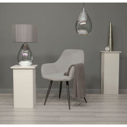Pagazzi Geller Dual Lit Smoked Glass Table Lamp with Grey Shade 61 cm