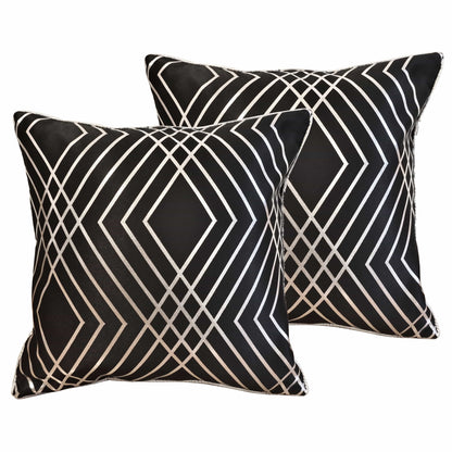 Geo Sparkle Cushion Covers 2 Pack Decorative Scatter Pillow Cases Geo Black for Sofa Bed Chair Lounge by OLIVIA ROCCO