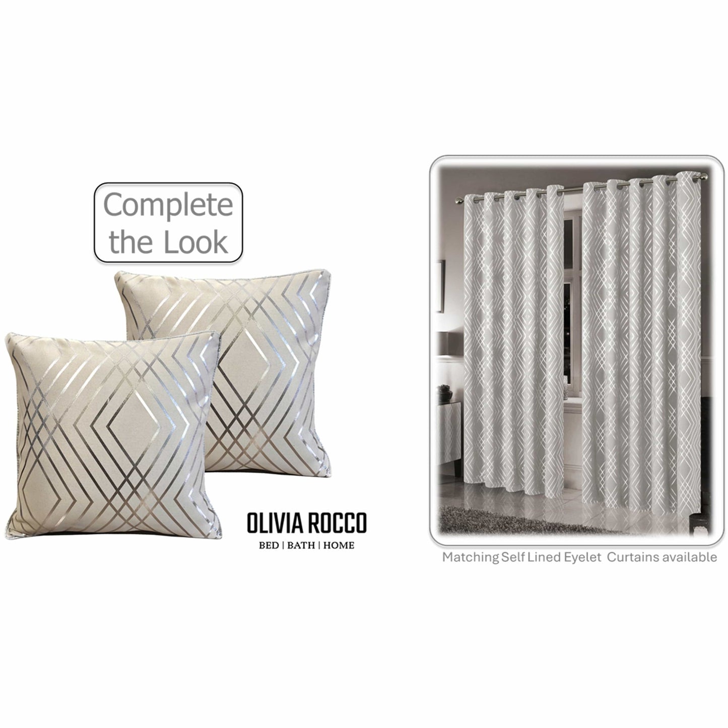 Geo Sparkle Cushion Covers 2 Pack Decorative Scatter Pillow Cases Geo Natural for Sofa Bed Chair Lounge by OLIVIA ROCCO