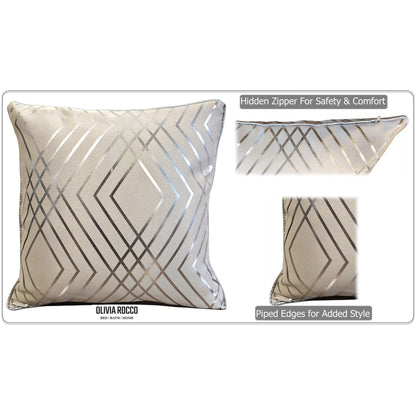 Geo Sparkle Cushion Covers 2 Pack Decorative Scatter Pillow Cases Geo Natural for Sofa Bed Chair Lounge by OLIVIA ROCCO