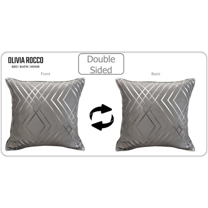 Geo Sparkle Cushion Covers 2 Pack Decorative Scatter Pillow Cases Geo Silver for Sofa Bed Chair Lounge by OLIVIA ROCCO