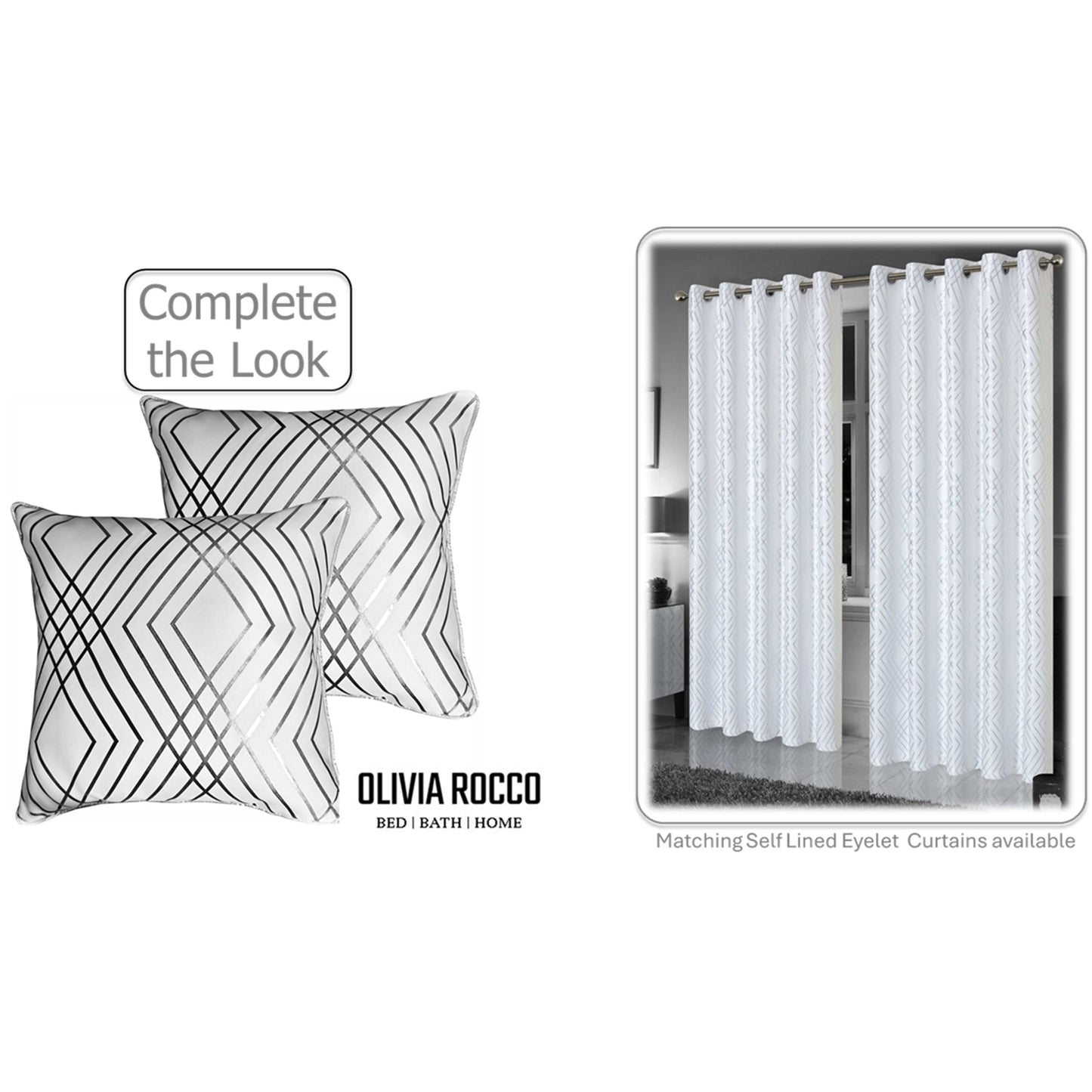 Geo Sparkle Cushion Covers 2 Pack Decorative Scatter Pillow Cases Geo White for Sofa Bed Chair Lounge by OLIVIA ROCCO