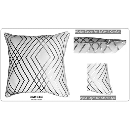 Geo Sparkle Cushion Covers 2 Pack Decorative Scatter Pillow Cases Geo White for Sofa Bed Chair Lounge by OLIVIA ROCCO