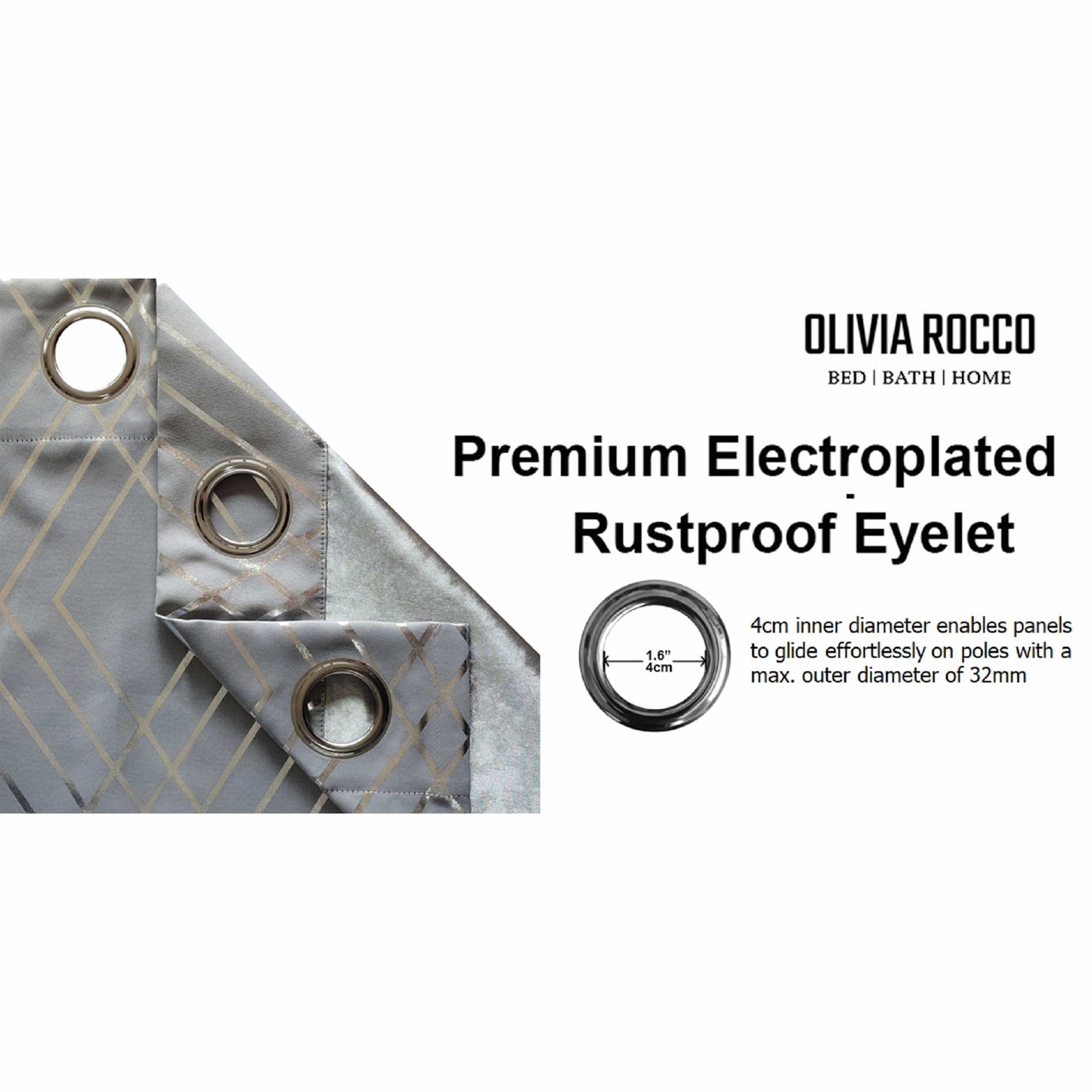 Geometric Silver Sparkle Blackout Curtains Soft Thermal Insulated Eyelet Ring Top Living Room & Bedroom Drapes by OLIVIA ROCCO