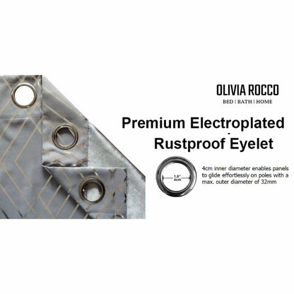 Geometric Silver Sparkle Blackout Curtains Soft Thermal Insulated Eyelet Ring Top Living Room & Bedroom Drapes by OLIVIA ROCCO