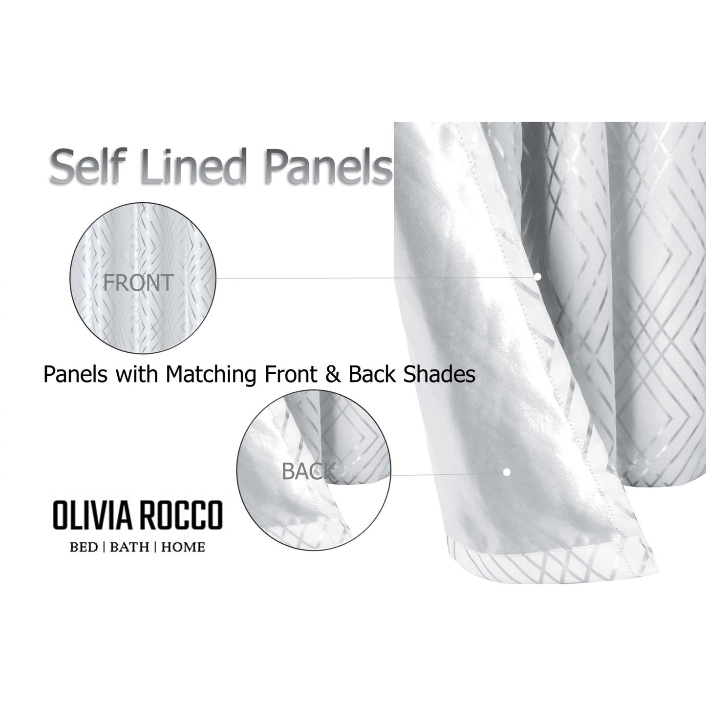 Geometric White Sparkle Blackout Curtains Soft Thermal Insulated Eyelet Ring Top Living Room & Bedroom Drapes by OLIVIA ROCCO