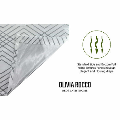 Geometric White Sparkle Blackout Curtains Soft Thermal Insulated Eyelet Ring Top Living Room & Bedroom Drapes by OLIVIA ROCCO