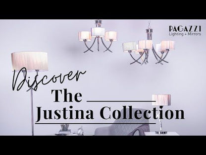 Pagazzi Justina Table Lamp Polished Chrome with Silver Thread Shade 43 cm