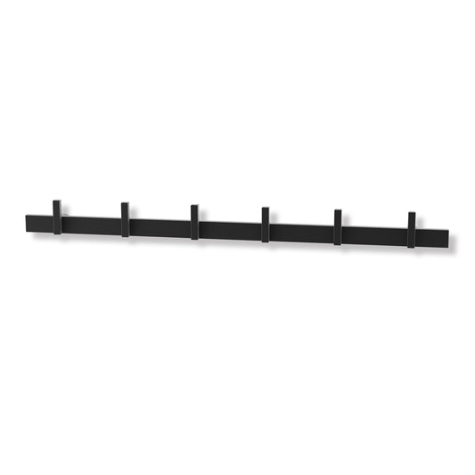 Zack Cadore Premium Steel Coat Hook Rail | 60cm Black Wall Mount | 6 Hooks | Modern Minimalist Design