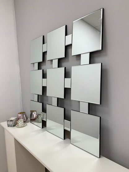 Pagazzi 9 Square Silver Wall Mirror 90 x 90 cm