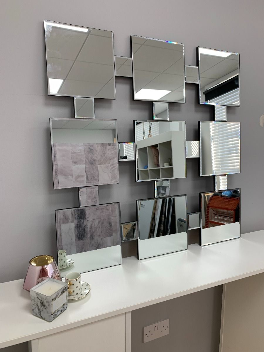 Pagazzi 9 Square Silver Wall Mirror 90 x 90 cm