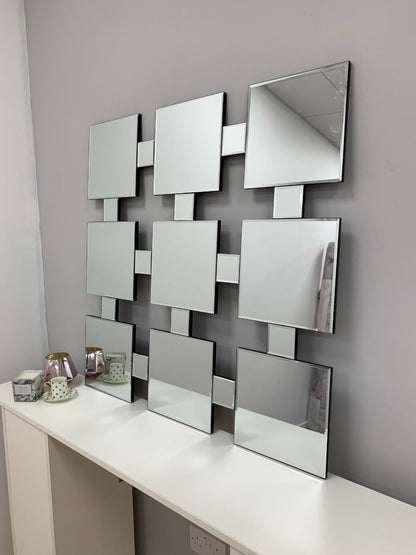 Pagazzi 9 Square Silver Wall Mirror 90 x 90 cm