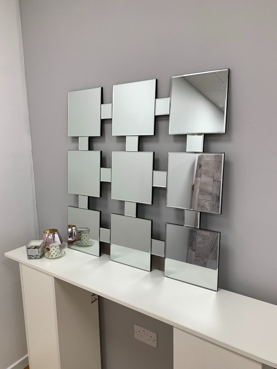 Pagazzi 9 Square Silver Wall Mirror 90 x 90 cm