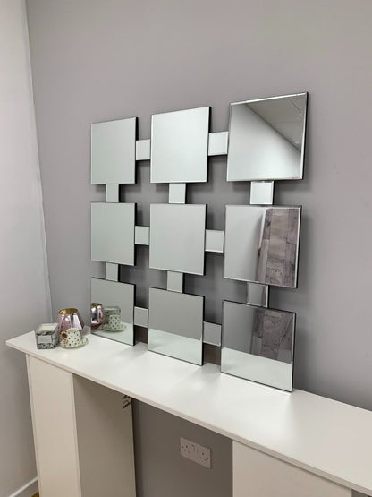 Pagazzi 9 Square Silver Wall Mirror 90 x 90 cm