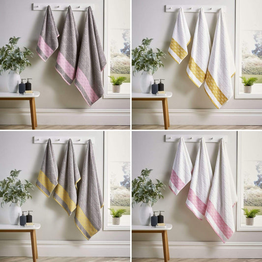 Inca Diamond Jacquard Luxury Soft Absorbent 600GSM Cotton Towels Bath Sheets Hand Towels Bath Towels Durable OEKO-TEX Certified Made in England by OLIVIA ROCCO